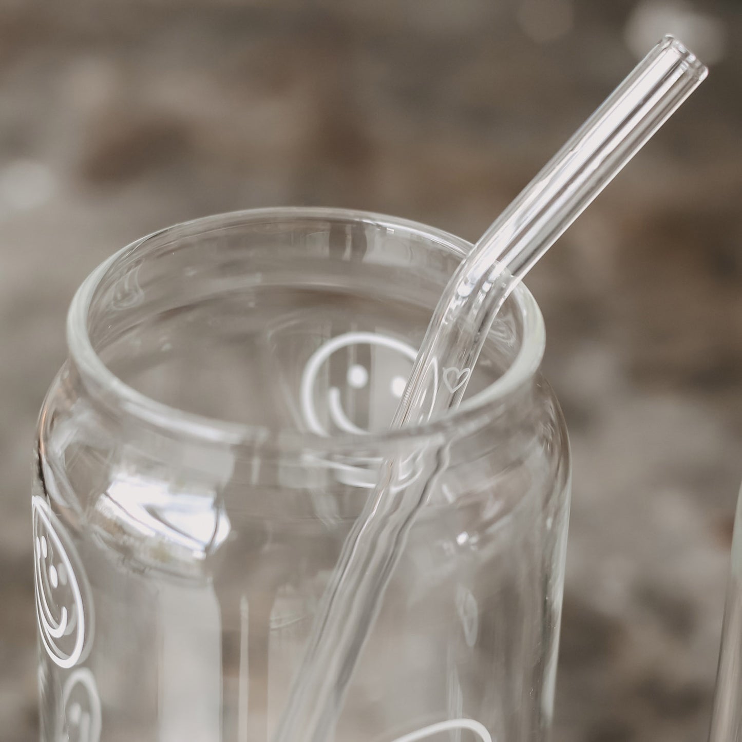 Bent heart transparent glass straws in a set of 4 (VE = 10 sets)