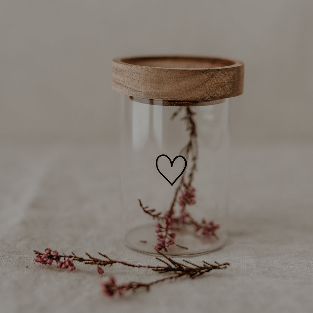 Mini storage jar heart black 9cm (VE = 8 pcs.)