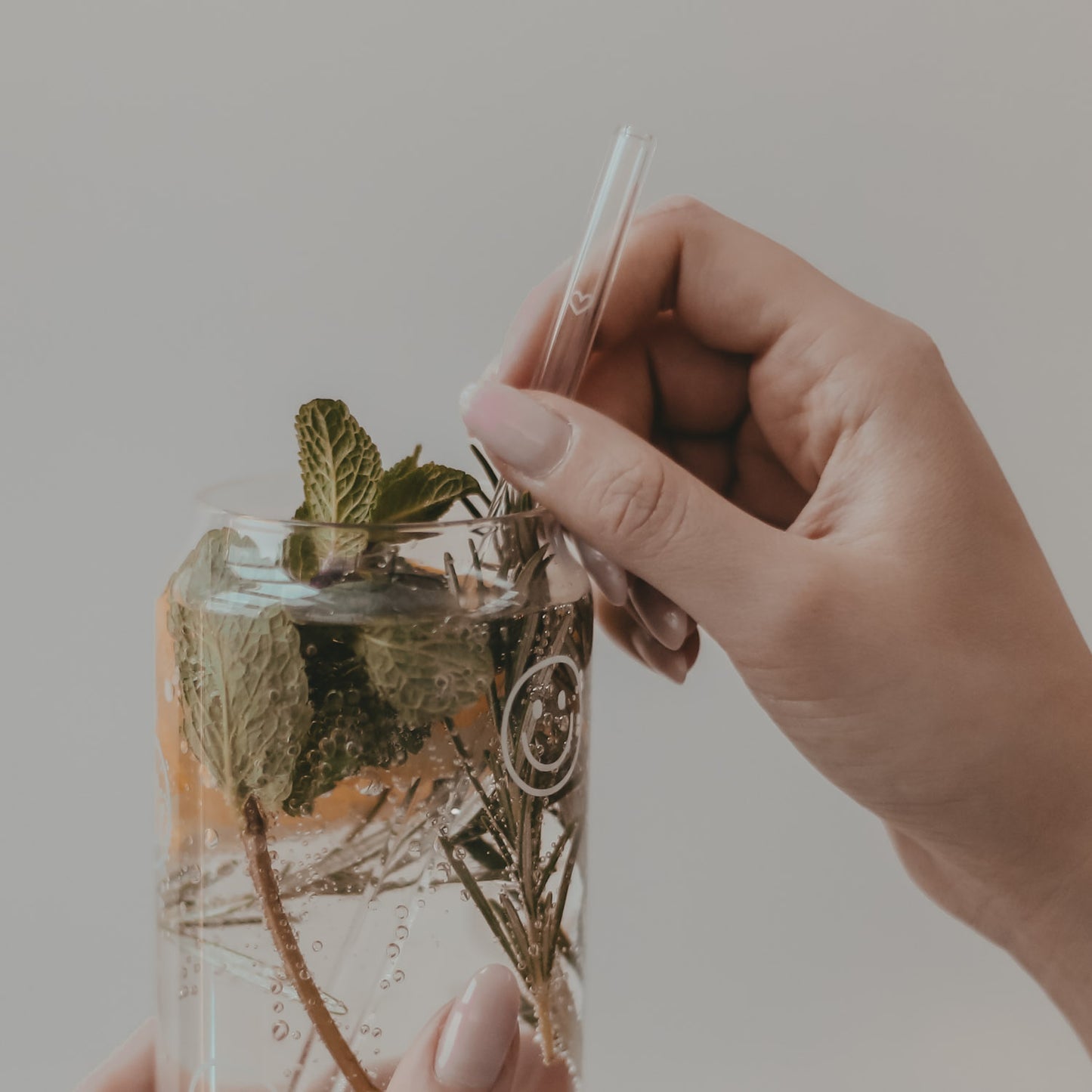 Pailles cœur en verre 20cm en lot de 4 (VE = 10 lots)