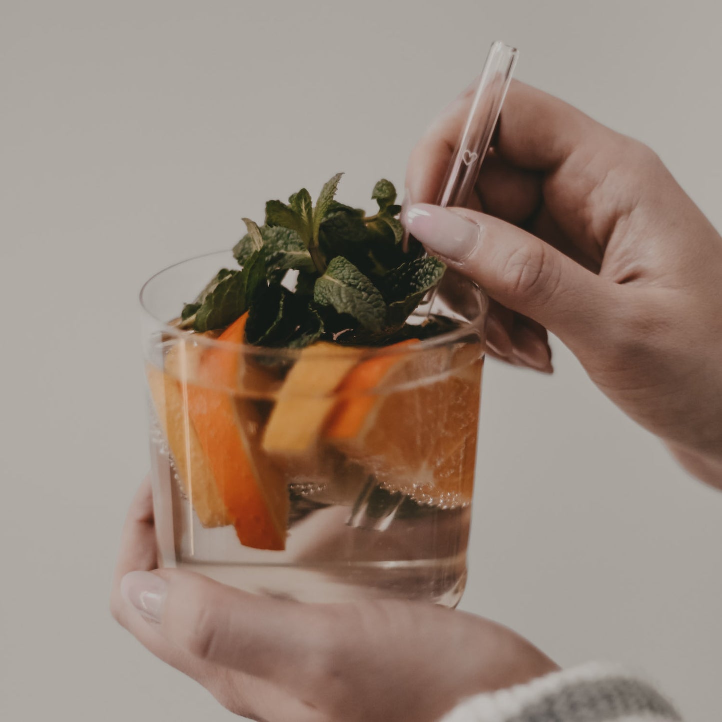 Pailles cœur en verre 13cm en lot de 4 (VE = 10 lots)