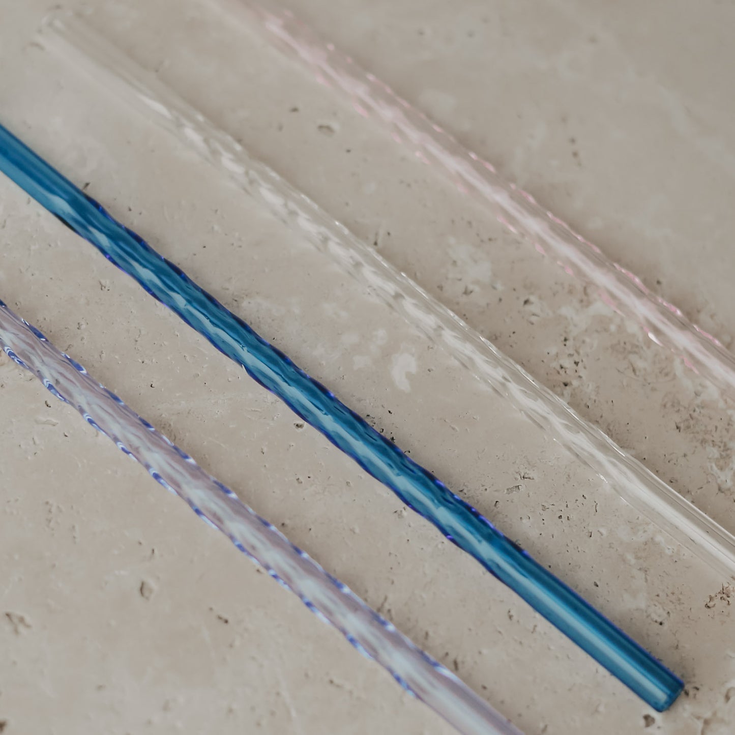 Pailles torsadées en verre 20cm rose par lot de 4 (VE = 10 lots)