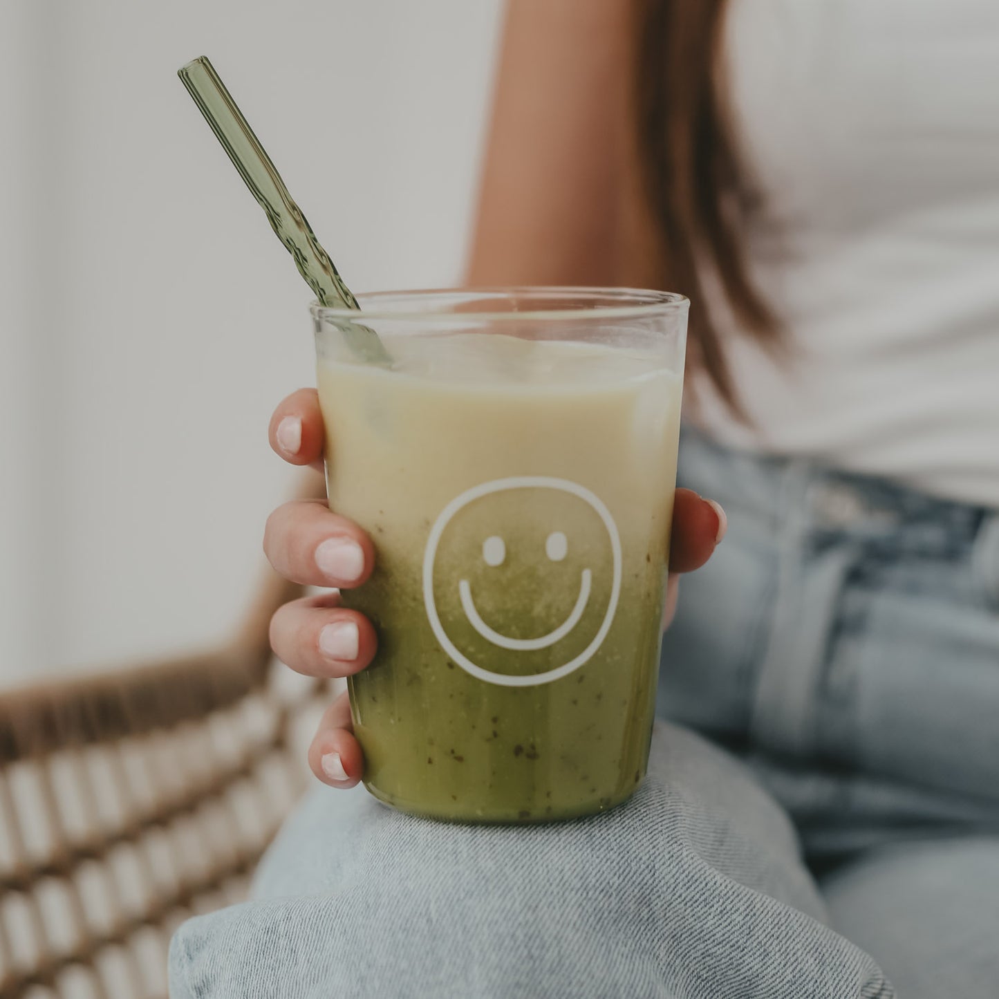 Pailles torsadées en verre 20cm vert en lot de 4 (VE = 10 lots)