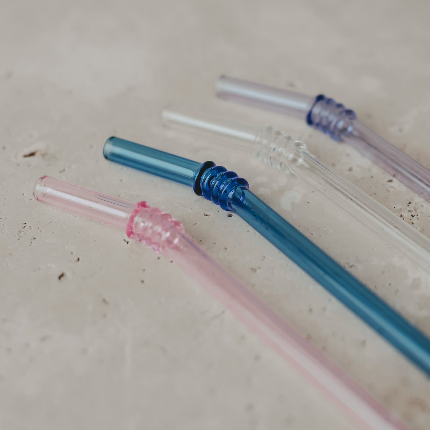 Pailles pliées en verre 20cm rose en lot de 4 (VE = 10 lots)