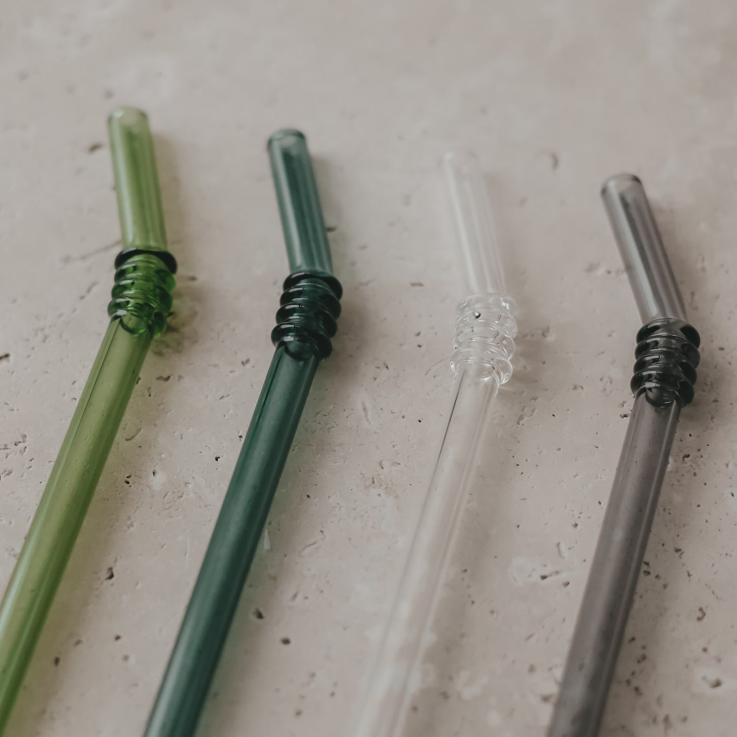 Bent glass straws 20cm green in 4-piece set (VE = 10 sets)