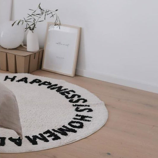 Tapis tissé rond Happiness (UE= 3 Pièces.)