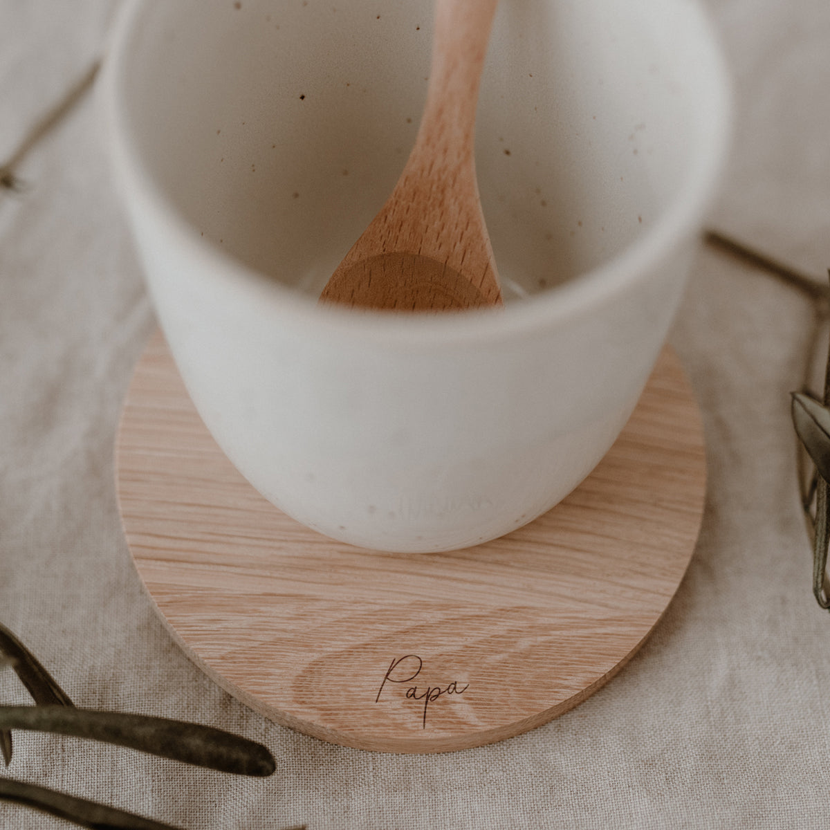 Oak Coaster Papa (PU = 8 pieces)
