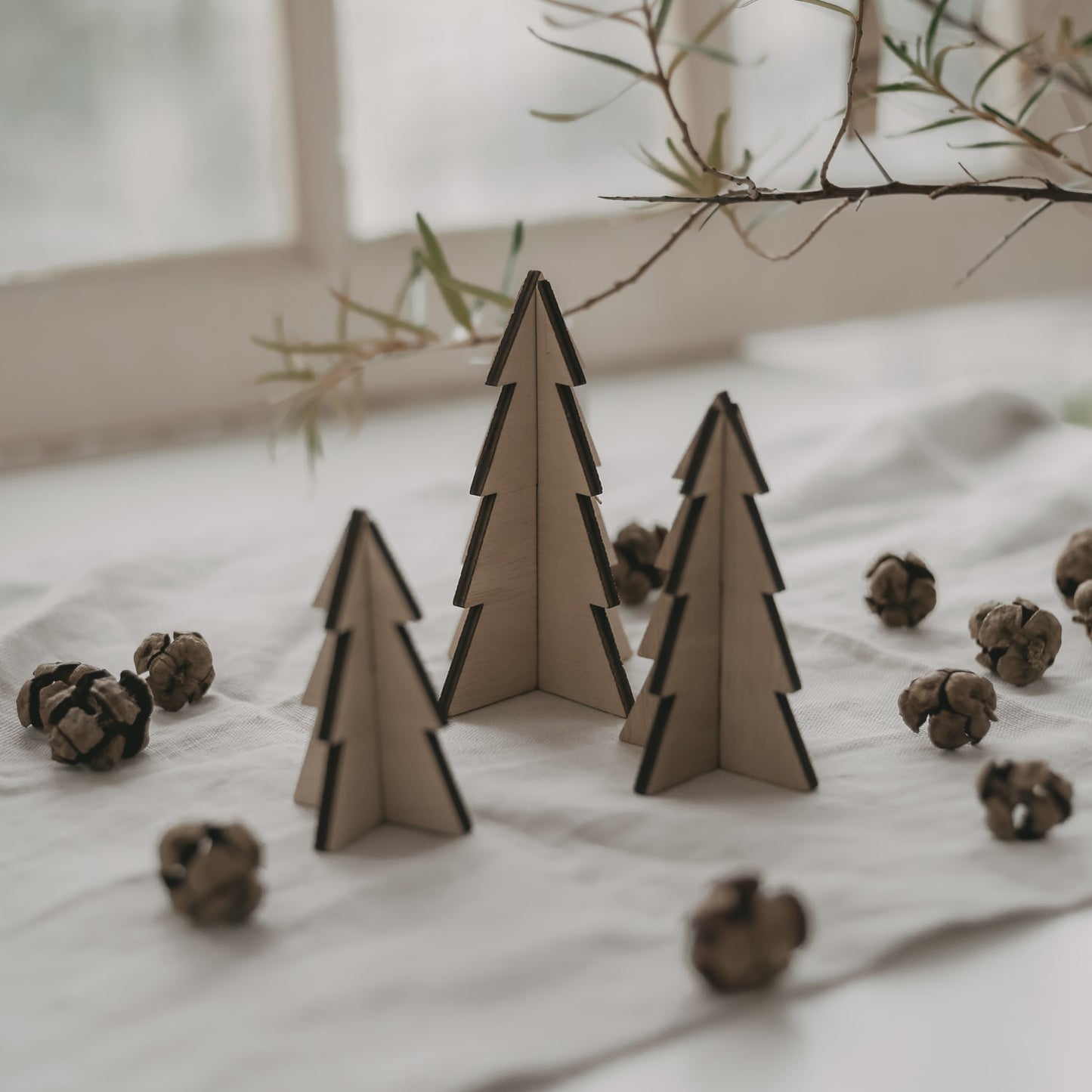 3er Set Tannenbäume klein natur (VE 6 Stk.)