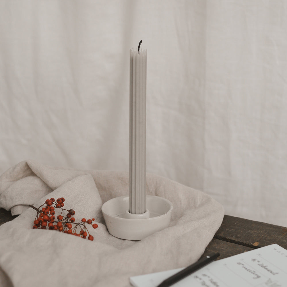 Taper candles gray in set of 4 (packaging unit = 8 pcs)