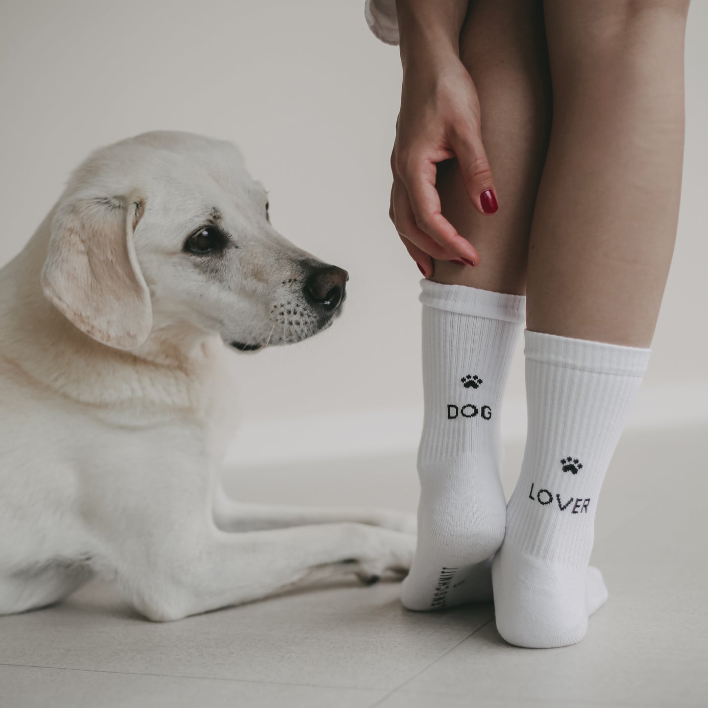 Socken weiß Dog Lover (VE = 5 Stk)