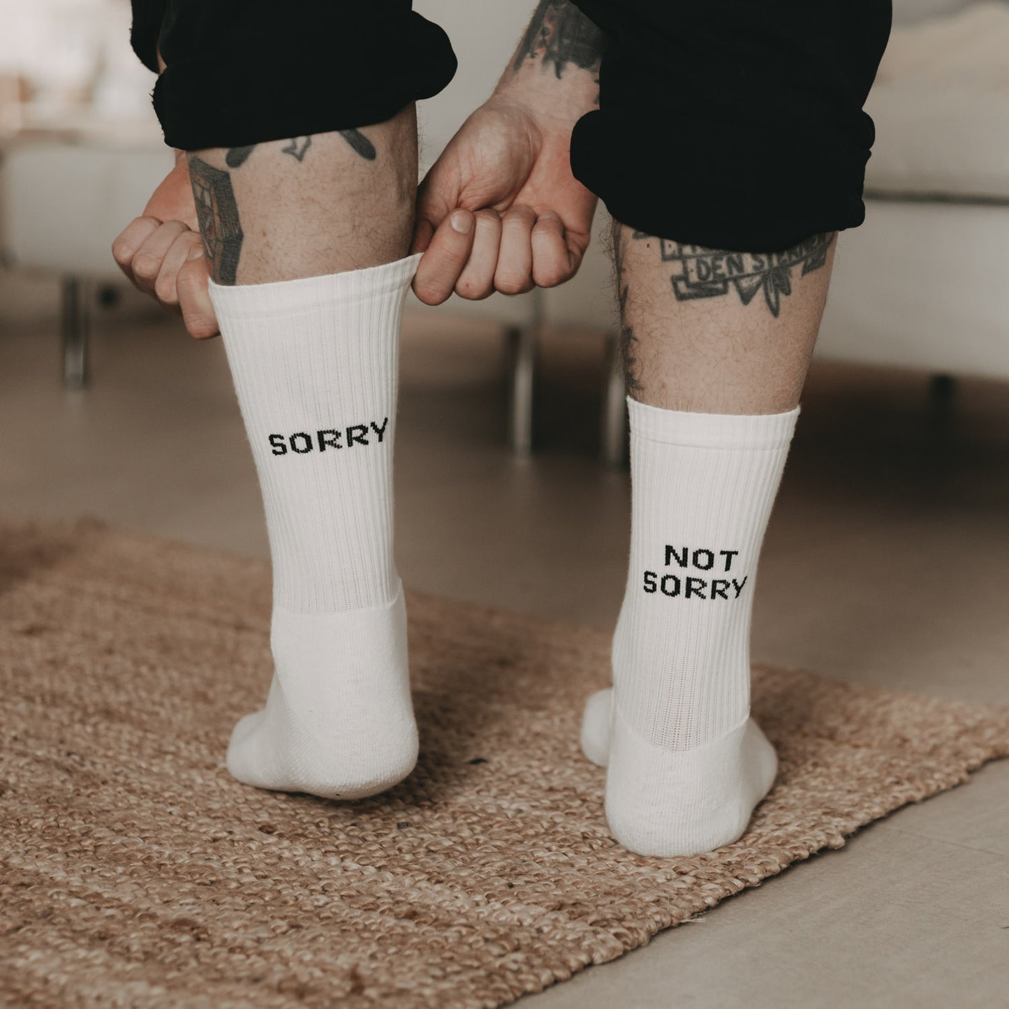Socken weiß Sorry not Sorry (VE = 5 Stück)