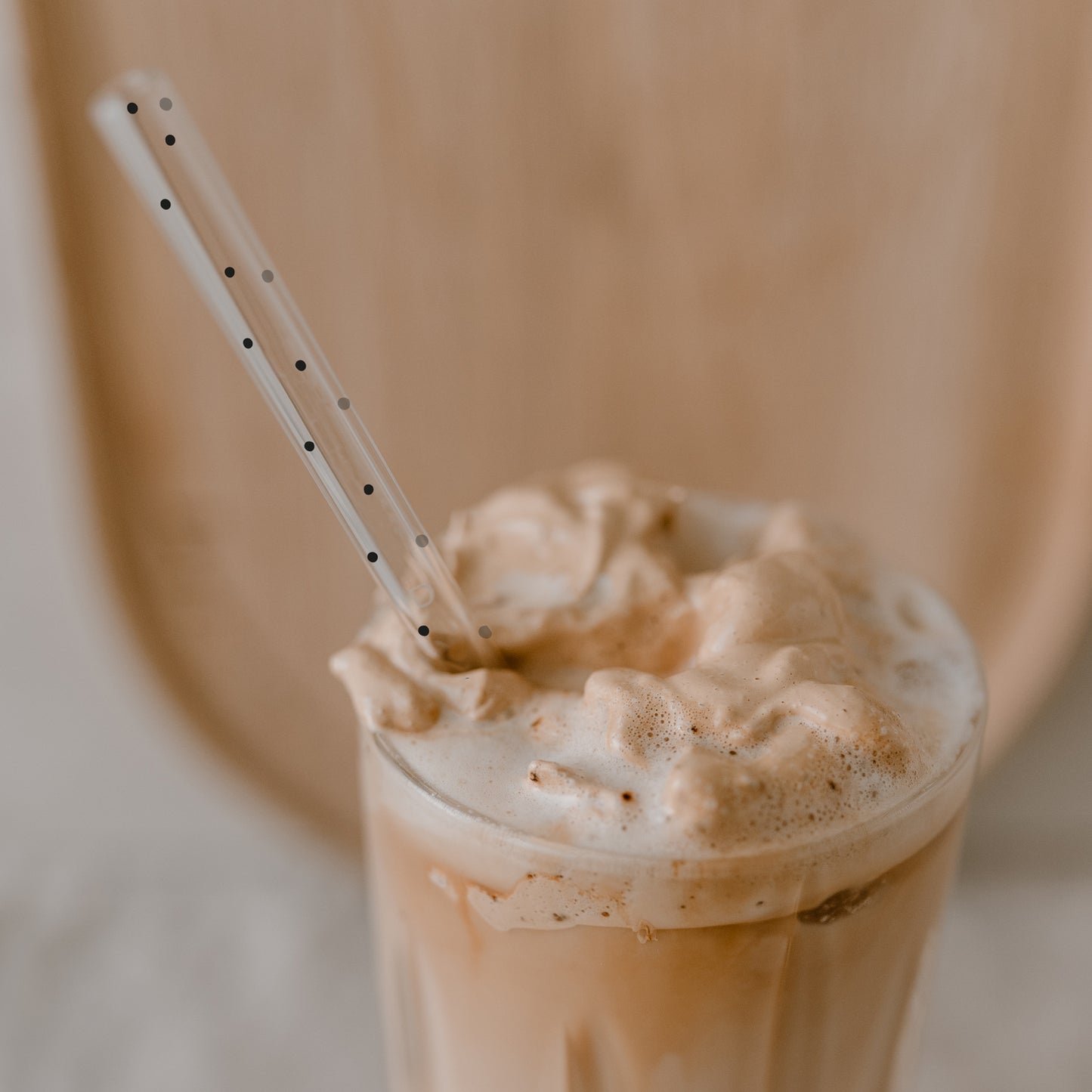 Pailles en verre Pois Noirs 20cm en lot de 4 (UE = 10 Ensembles)