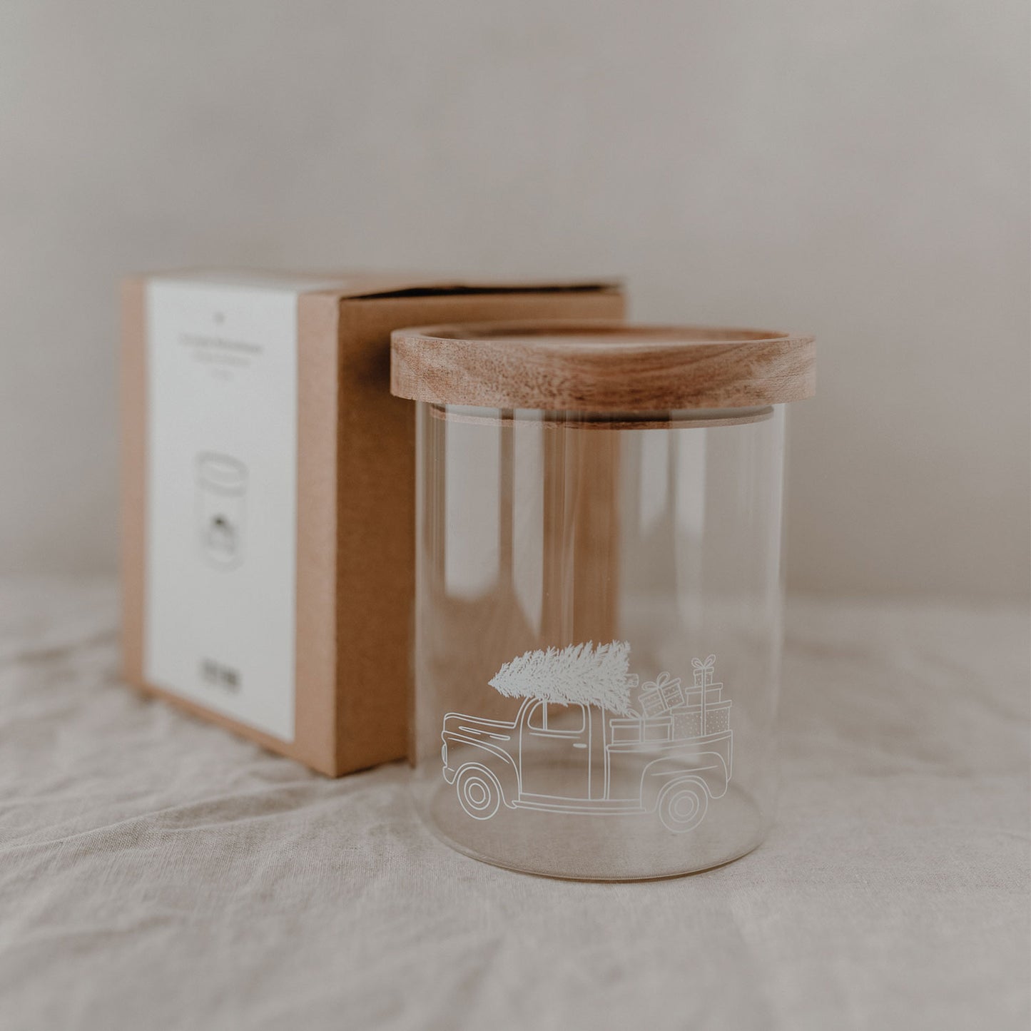 Vorratsglas Weihnachtsauto 13cm (VE = 4 Stk)