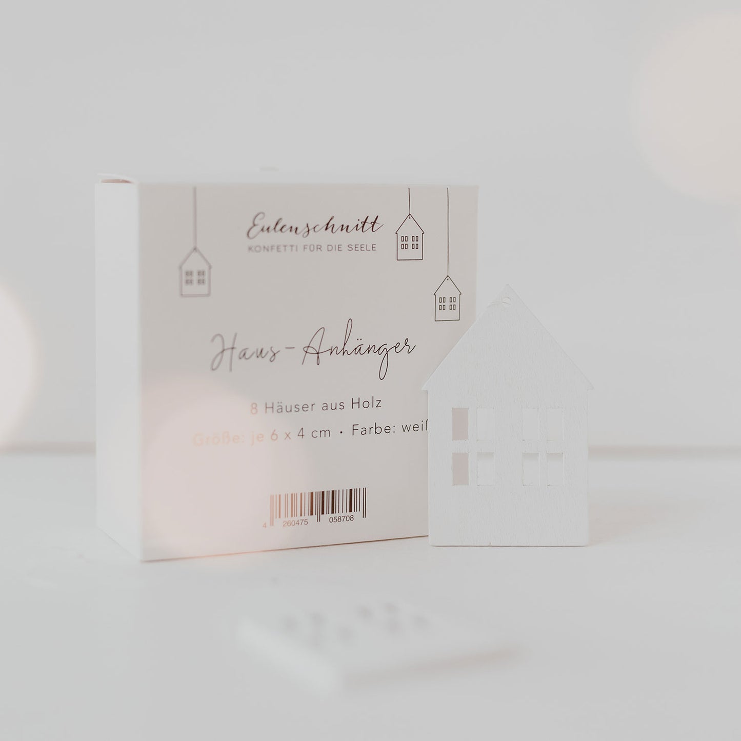 Holzanhänger Haus weiß im 8er Set (VE= 8 Stk)