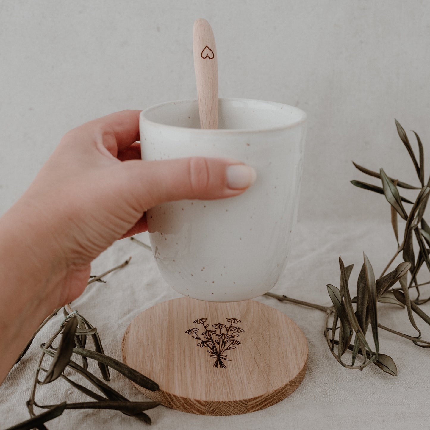 Untersetzer aus Eiche Blumenstrauß (VE = 8 Stk)