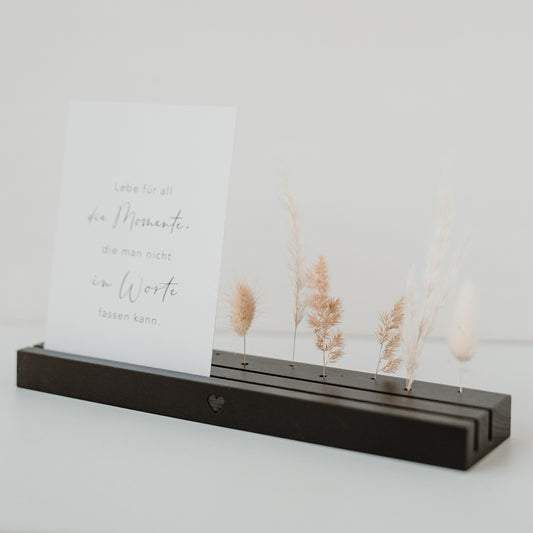 Grand carte et support de fleurs séchées - 25cm Coeur noir (UE= 6 Pièces.)