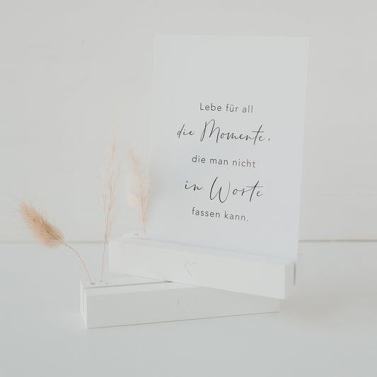 Carte et support de fleurs séchées en lot de 2 - "Coeur" 12cm blanc (UE= 6 Ensembles)