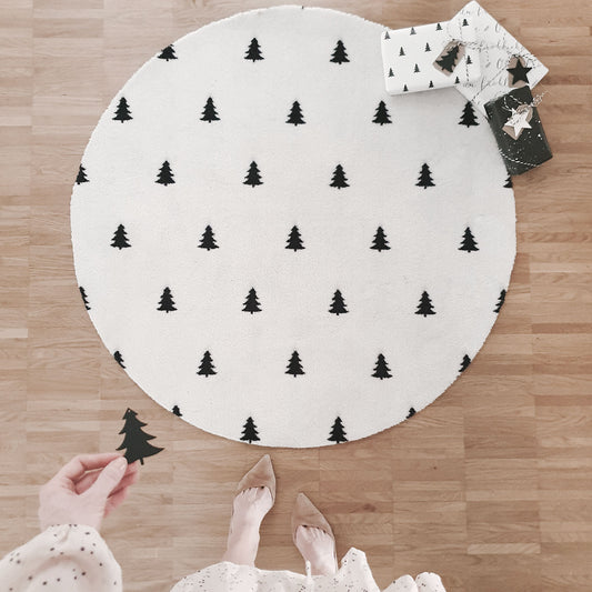 Große Waschbare Fußmatte Tannen Rund
