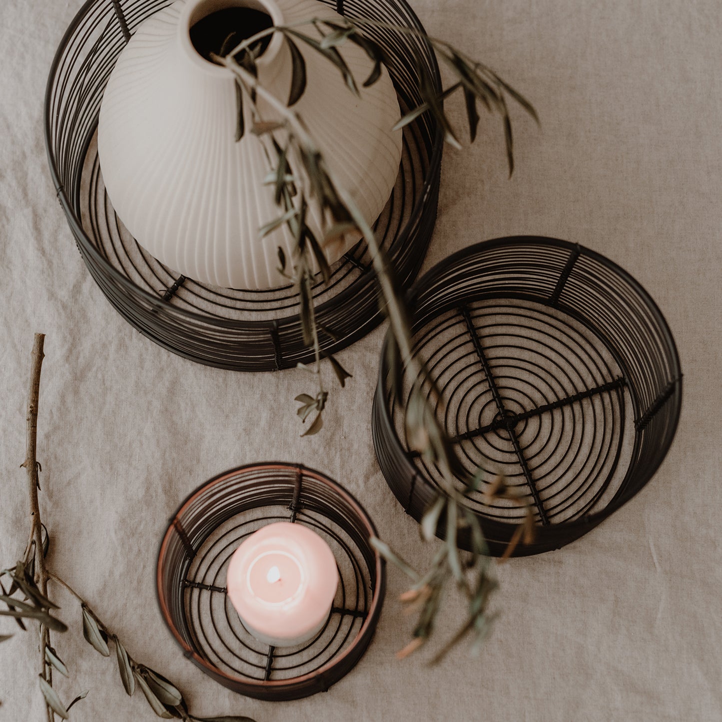 Drahtkorb rund im 3er Set (VE = 2 Sets)