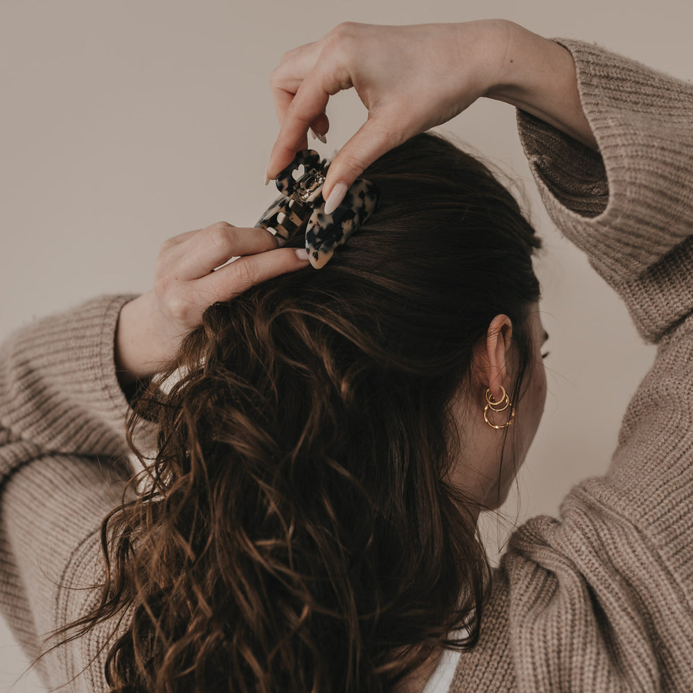 Grande barrette cœur léopard (VE = 10 pcs.)