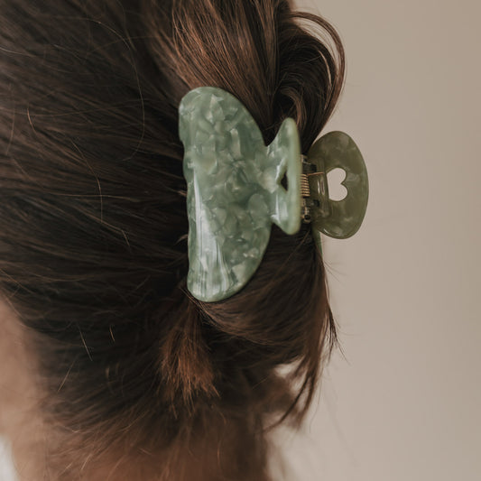 Haarspange groß Herz Jade (VE = 10 Stk.)