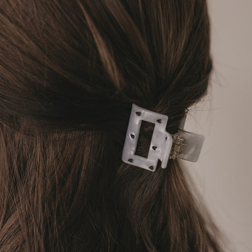 Haarspange eckig klein Herzen schwarz Pearl (VE = 10 Stk.)