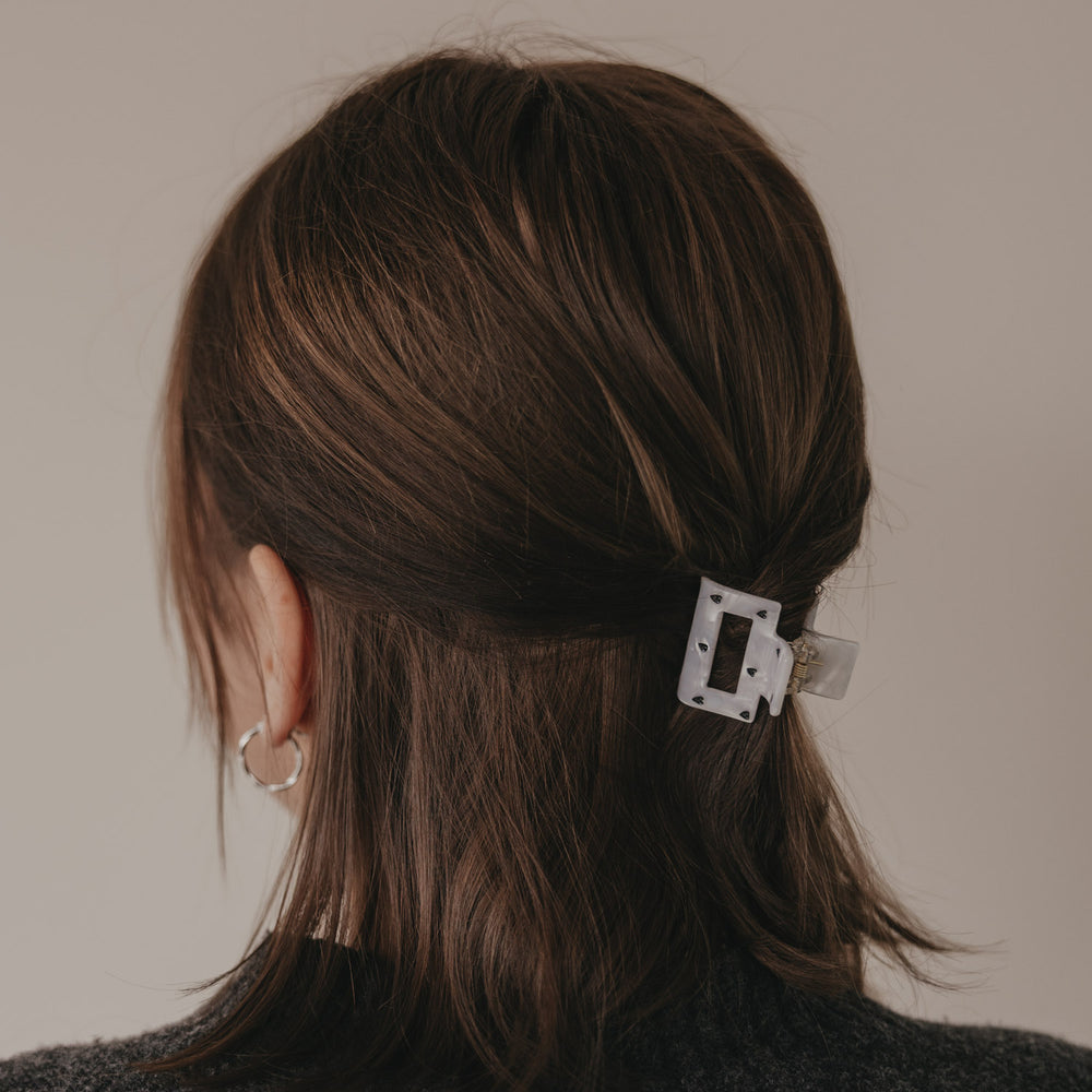 Haarspange eckig klein Herzen schwarz Pearl (VE = 10 Stk.)