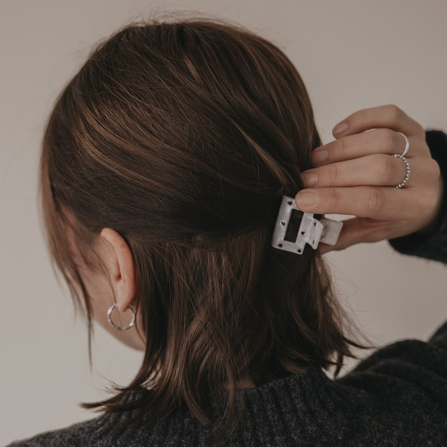 Haarspange eckig klein Herzen schwarz Pearl (VE = 10 Stk.)