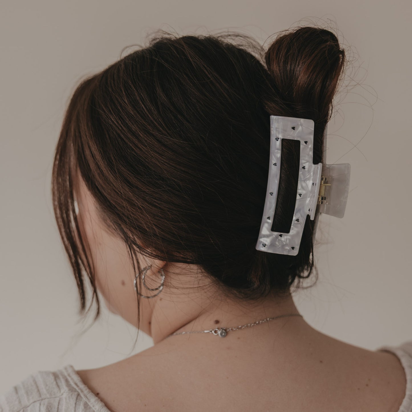Haarspange eckig Maxi Herzen schwarz Pearl (VE = 10 Stk.)