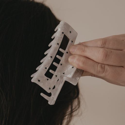 Haarspange eckig Maxi Herzen schwarz Pearl (VE = 10 Stk.)