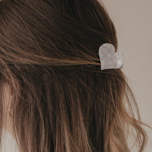 Haarspange Herzform groß Pearl (VE = 10 Stk.)