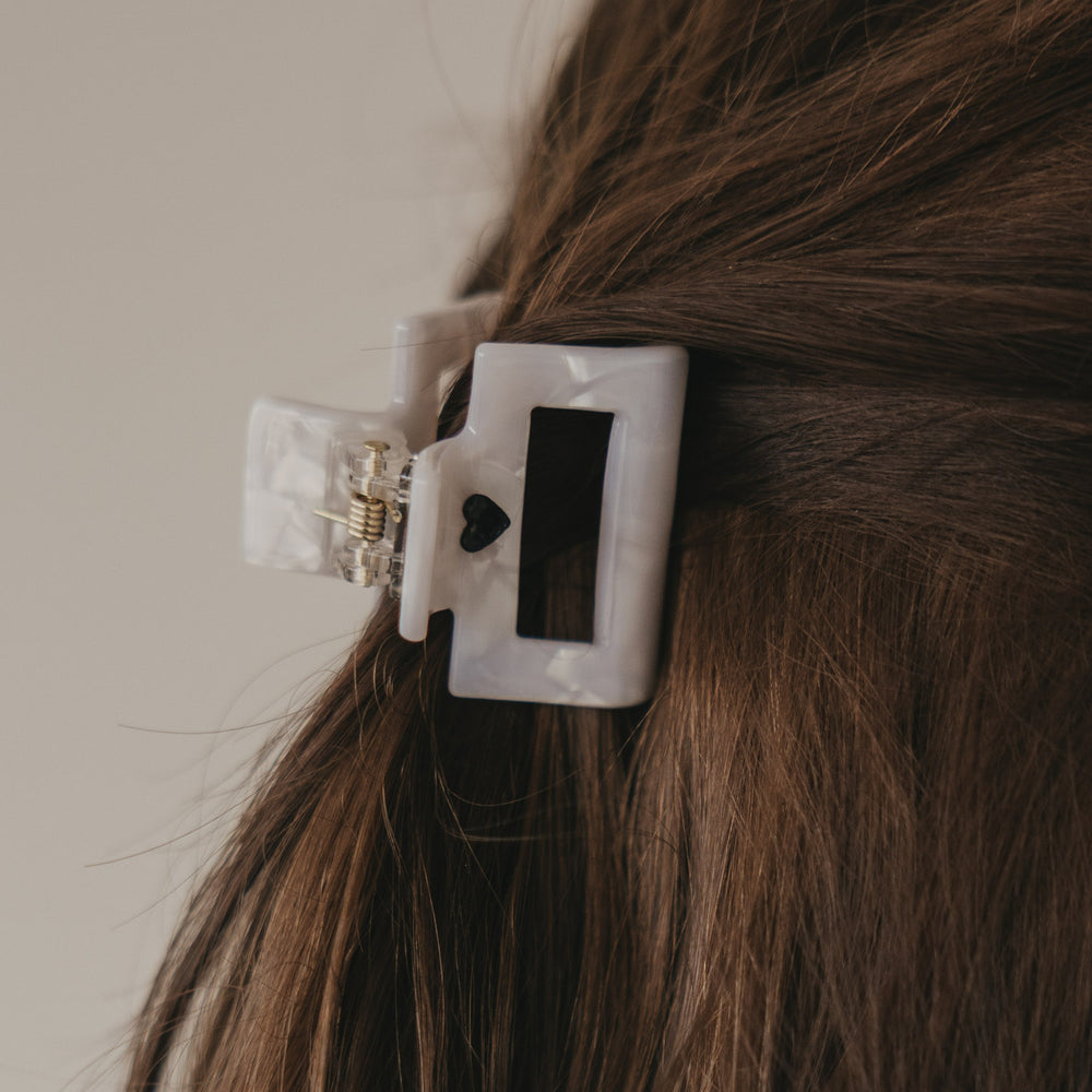 Haarspange eckig klein Herz schwarz Pearl (VE = 10 Stk.)