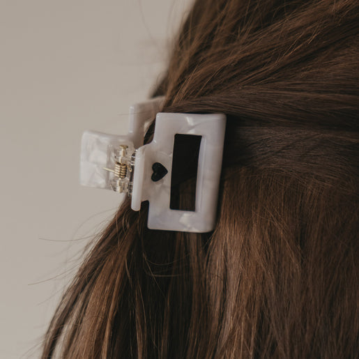 Haarspange eckig klein Herz schwarz Pearl (VE = 10 Stk.)