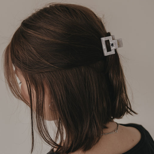 Haarspange eckig klein Herz schwarz Pearl (VE = 10 Stk.)