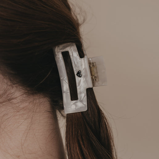 Haarspange eckig groß Herz schwarz Pearl (VE = 10 Stk.)