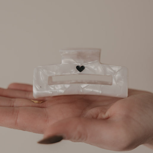 Haarspange eckig groß Herz schwarz Pearl (VE = 10 Stk.)