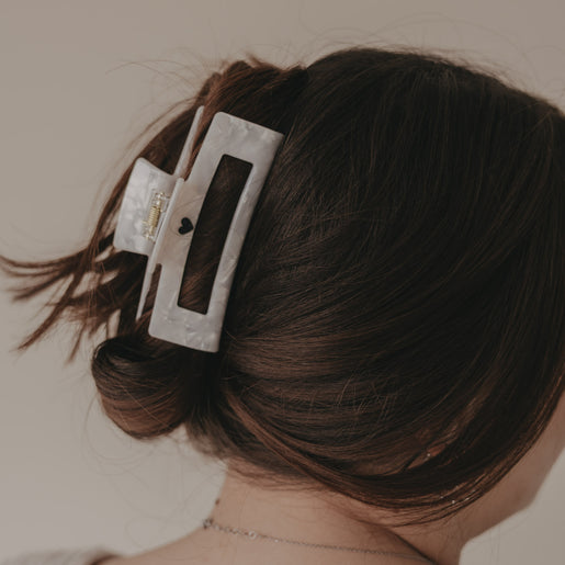 Haarspange eckig Maxi Herz schwarz Pearl (VE = 10 Stk.)