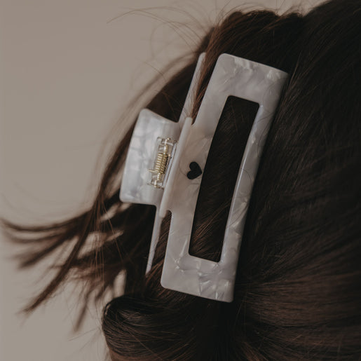 Haarspange eckig Maxi Herz schwarz Pearl (VE = 10 Stk.)