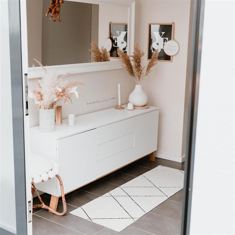 Washable runner Lines cream