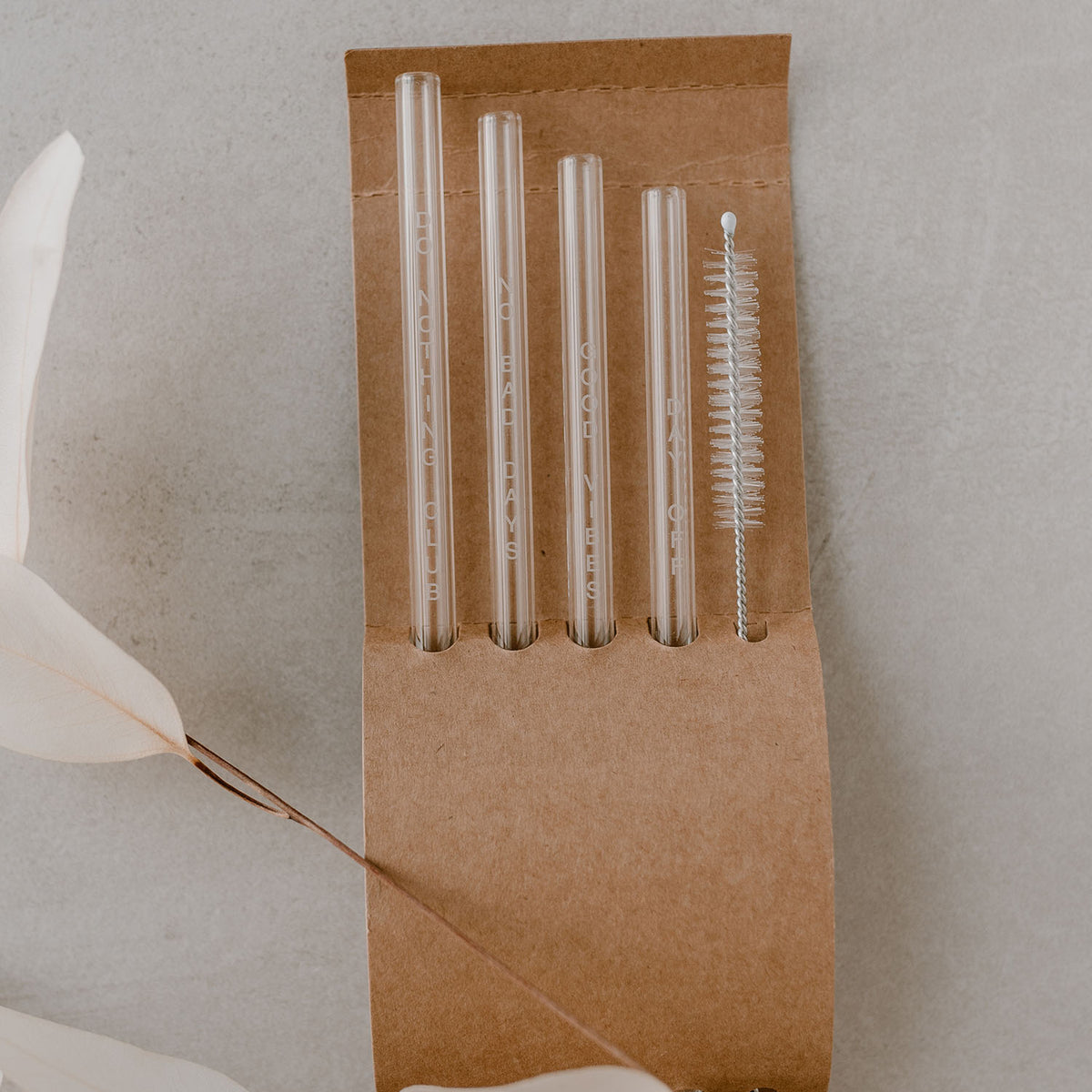 Straws No Bad Days made of glass 20cm in a set of 4 (PU = 10 sets)