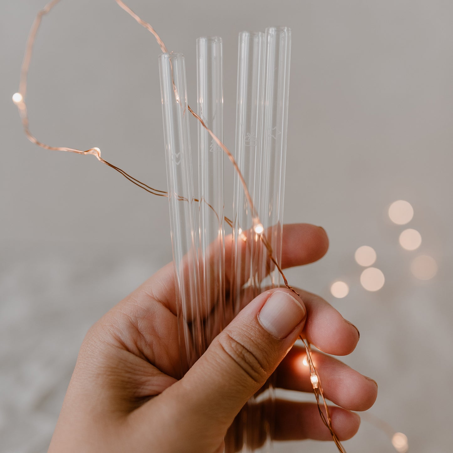 Pailles en verre Noël 20cm en lot de 4 (UE = 10 Ensembles)
