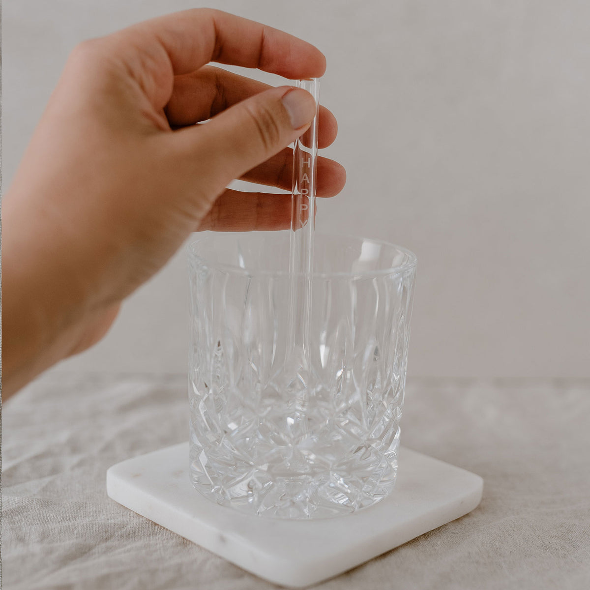 Pailles en verre Hello Love 13cm en lot de 4 (UE = 10 Ensembles)