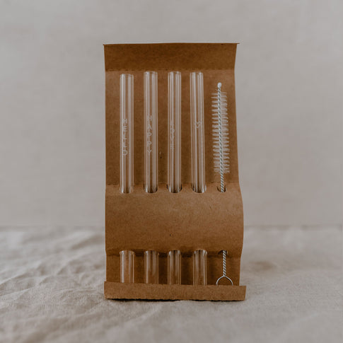 Pailles en verre Hello Love 13cm en lot de 4 (UE = 10 Ensembles)