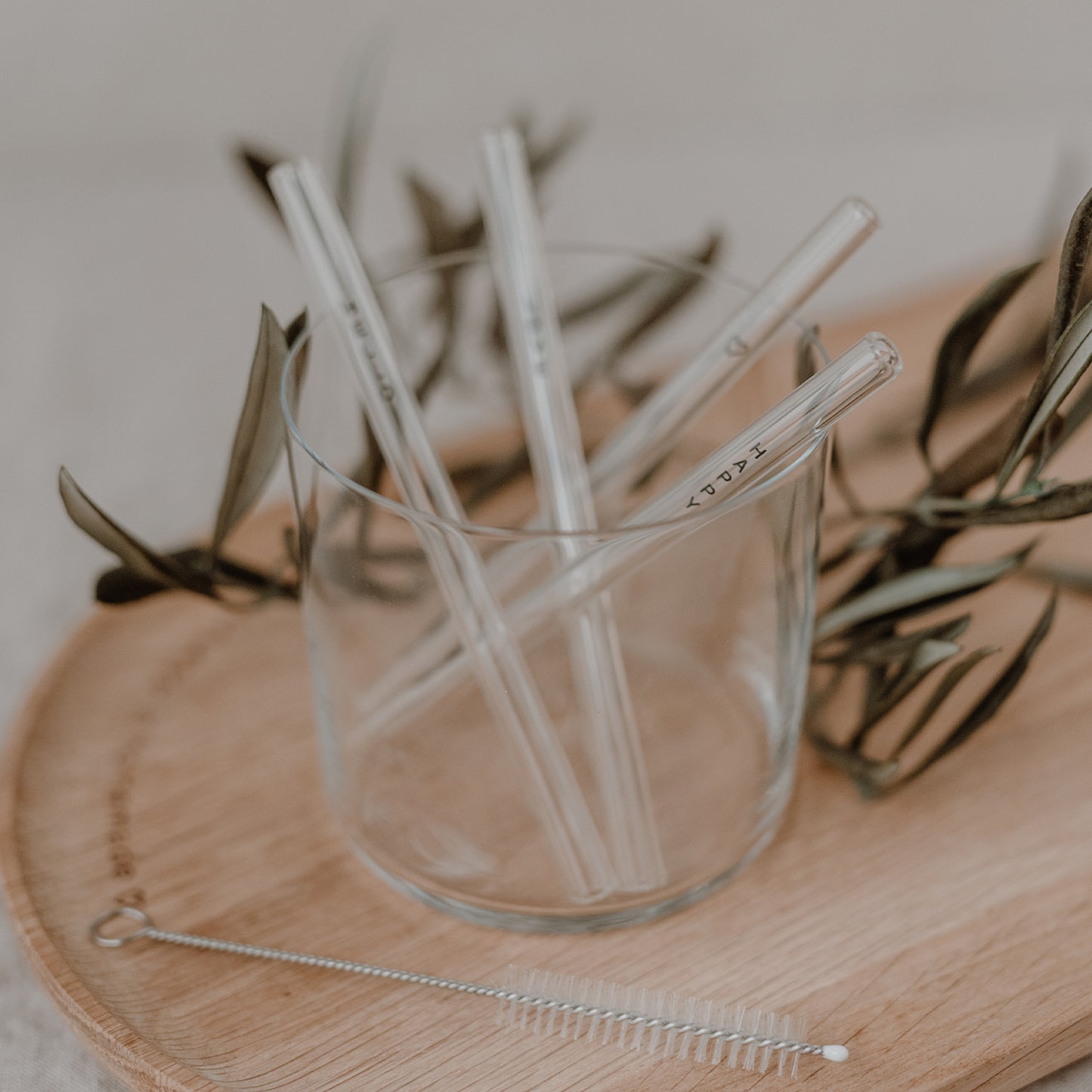 Strohhalme Hello Love schwarz aus Glas 13cm im 4er Set (VE = 10 Sets)