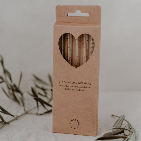 Glass straws dots black 20cm in a set of 4 (PU = 10 sets)