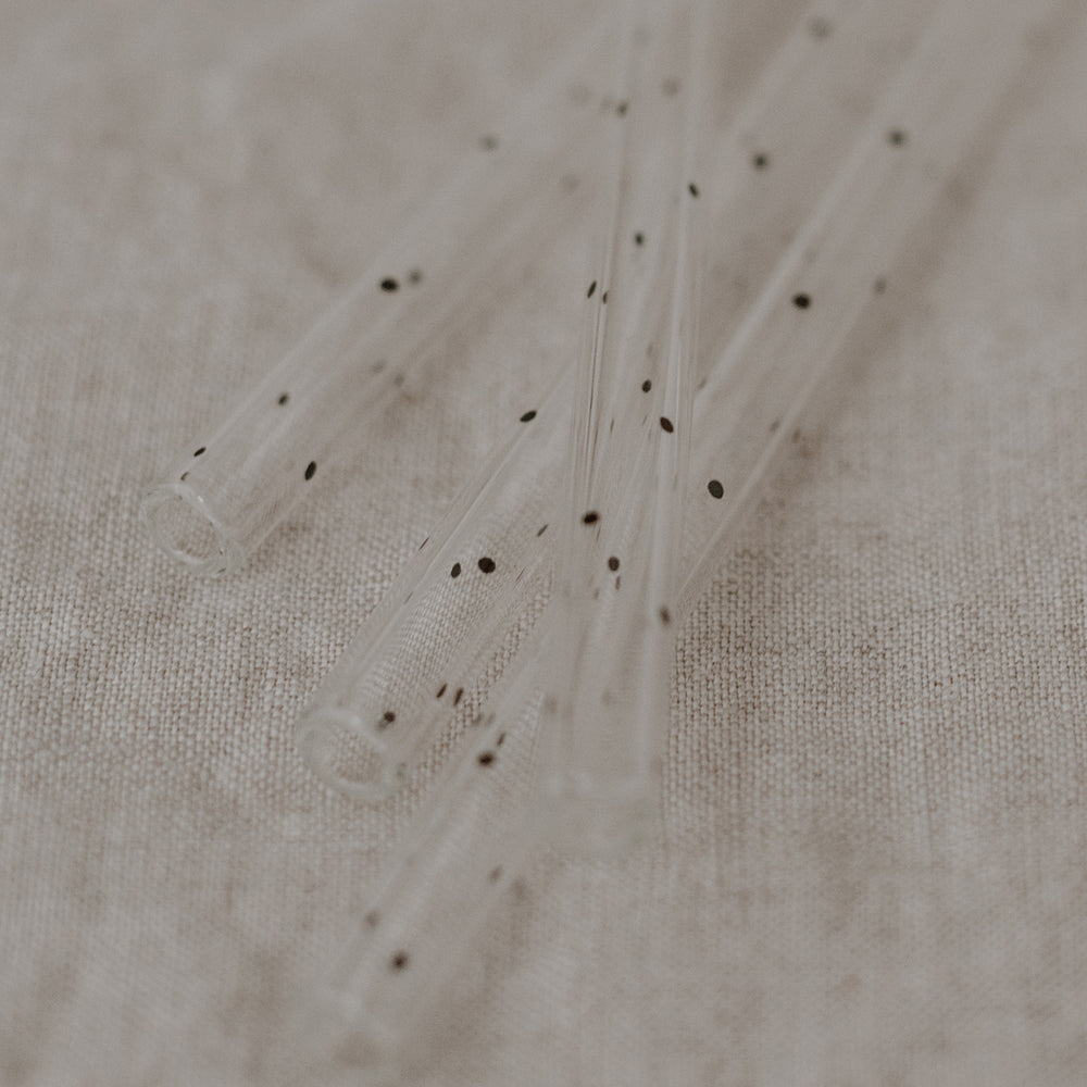 Pailles en verre Pois Noirs 13cm en lot de 4 (UE = 10 Ensembles)