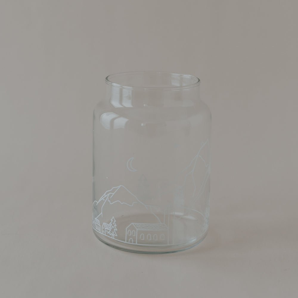Vase aus Glas groß Schneelandschaft (VE = 6 Stk)
