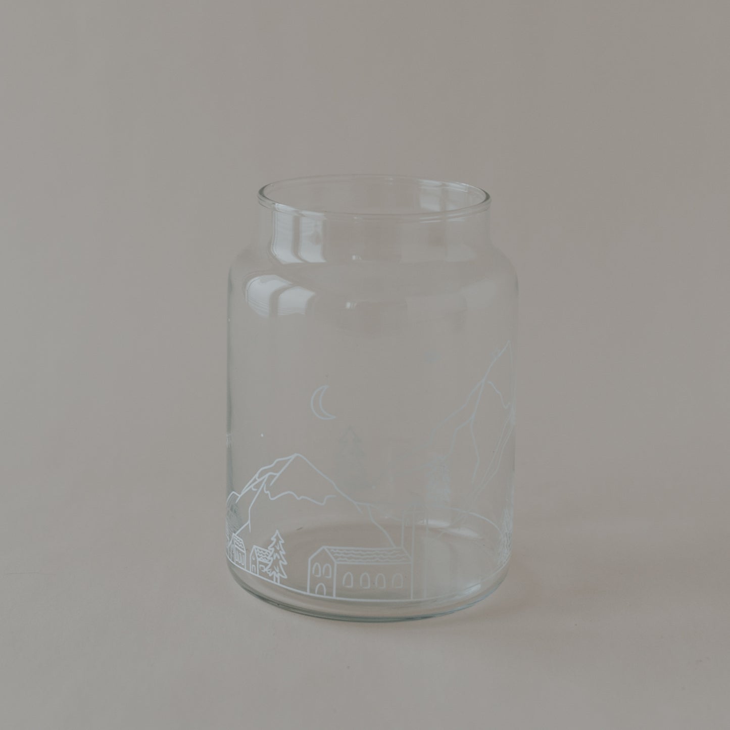 Vase aus Glas groß Schneelandschaft (VE = 6 Stk)