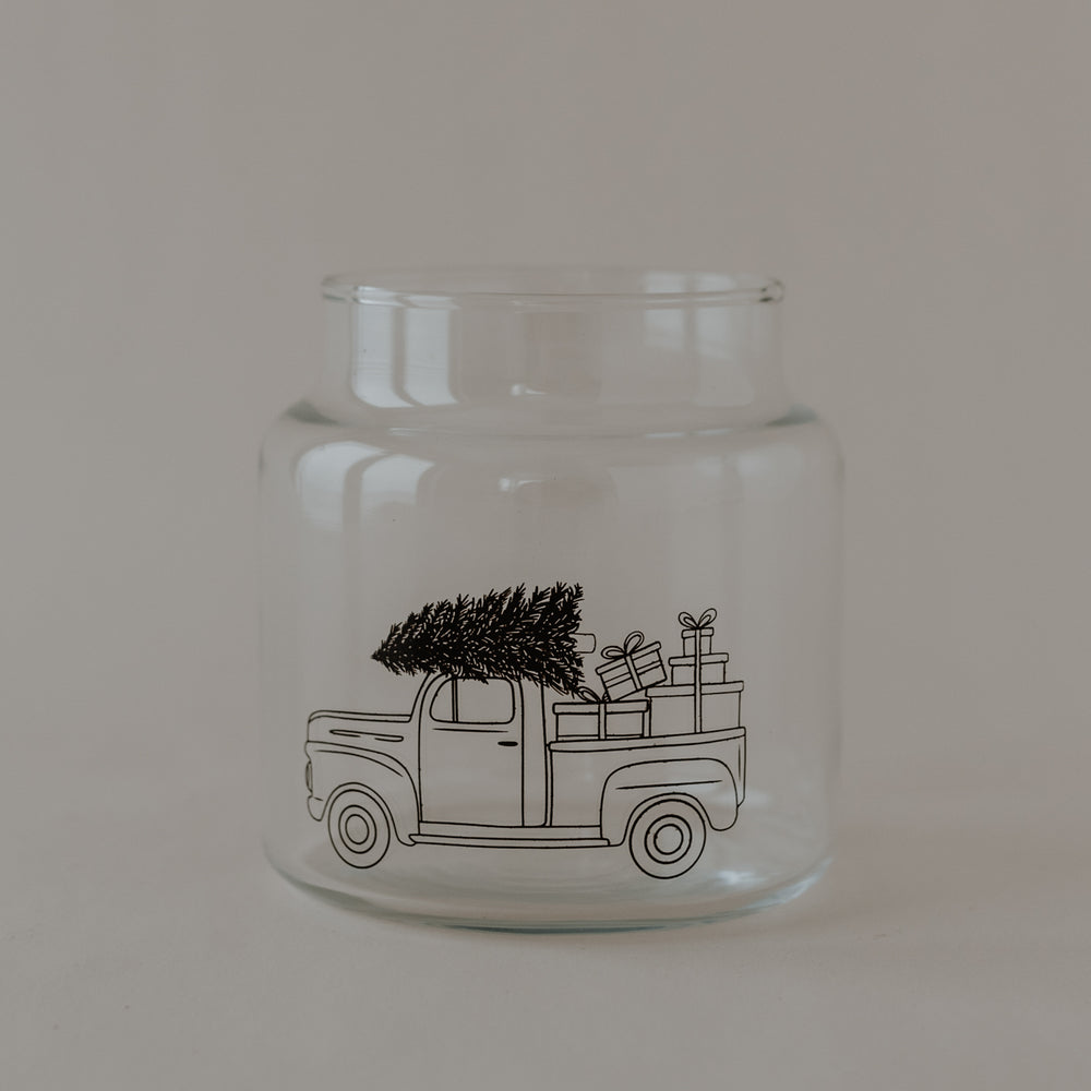 Vase en verre moyen voiture de Noël (VE = 6 pcs)