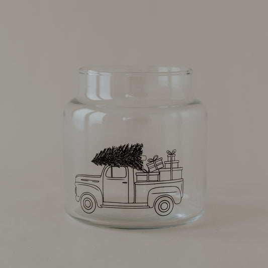 Vase en verre moyen voiture de Noël (VE = 6 pcs)