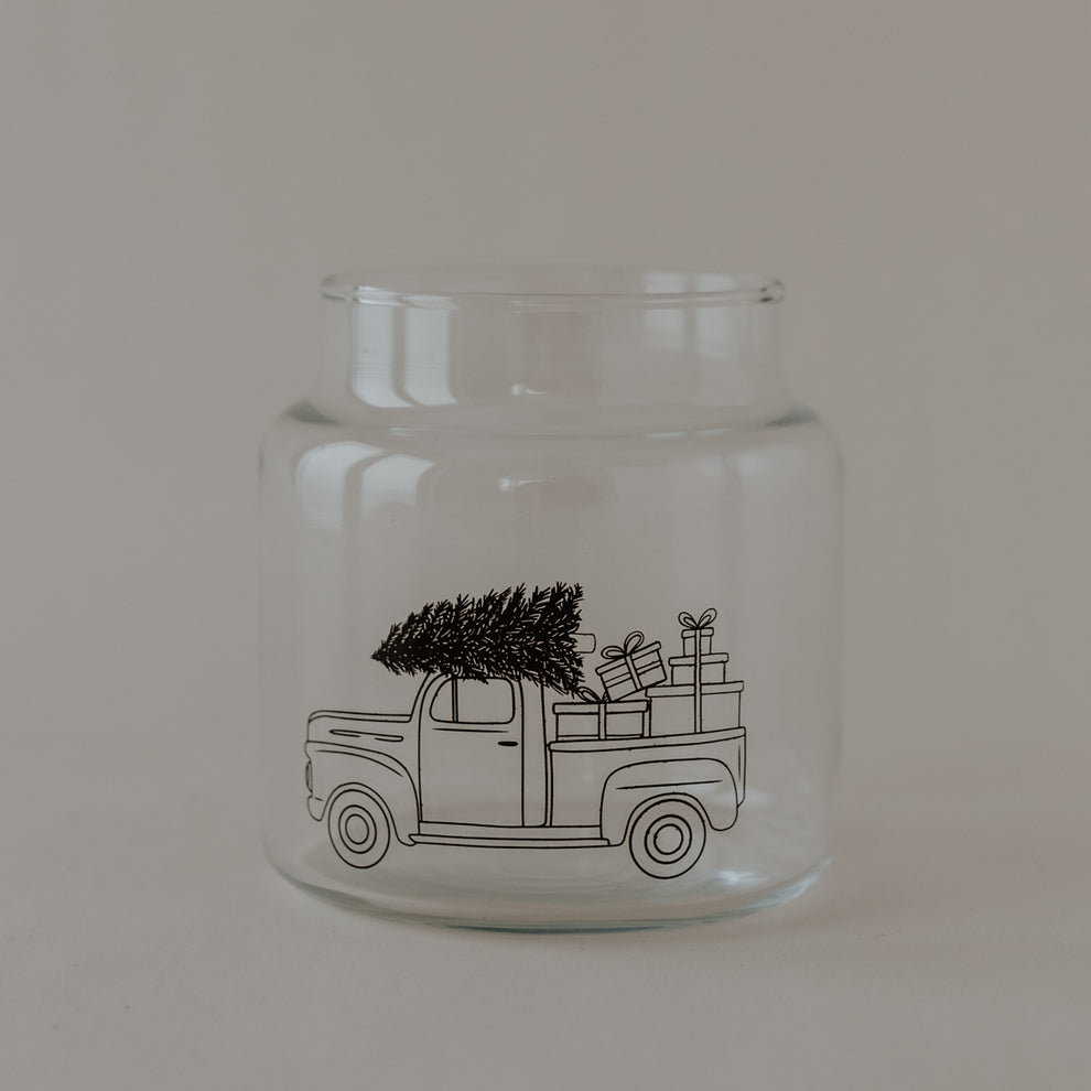 Vase en verre moyen voiture de Noël (VE = 6 pcs)